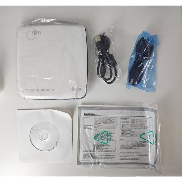LG 8x Slim Portable External Multi DVD Rewriter GP08 USB Cable & Software PC/Mac - Picture 3 of 8